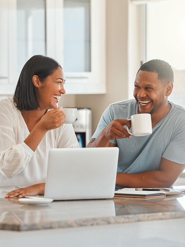 A couple enjoying cups of coffee